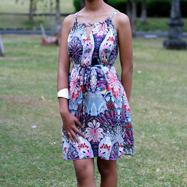 Purple Short Dress, Mini dress, summer fashion outfit, purple floral mini dress