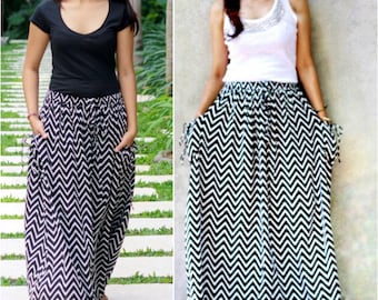 Chevron maxi skirt, funky skirt, hobo skirt, wave skirt, urban skirt, streetwear skirt, beachwear skirt, partywear skirt, zigzag,modest wear