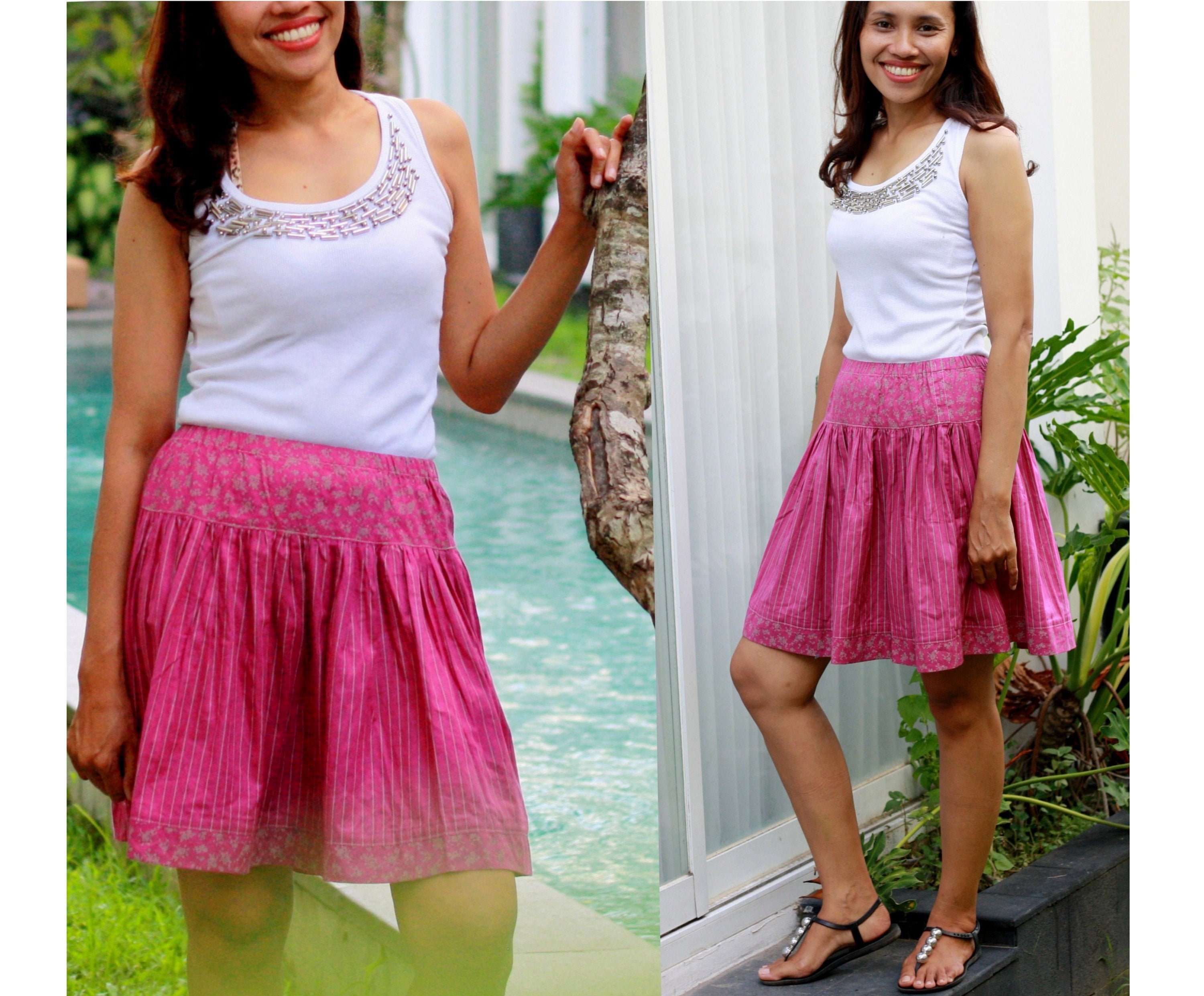 Twirly skirt magenta pink mini skirt for women girly circle Etsy