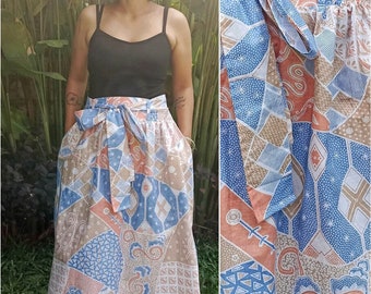 Pastel batik skirt with belt, cocktail party skirt, mid skirt, extravagant skirt, pretty skirt, voluminous skirt, exotic skirts, tied skirt