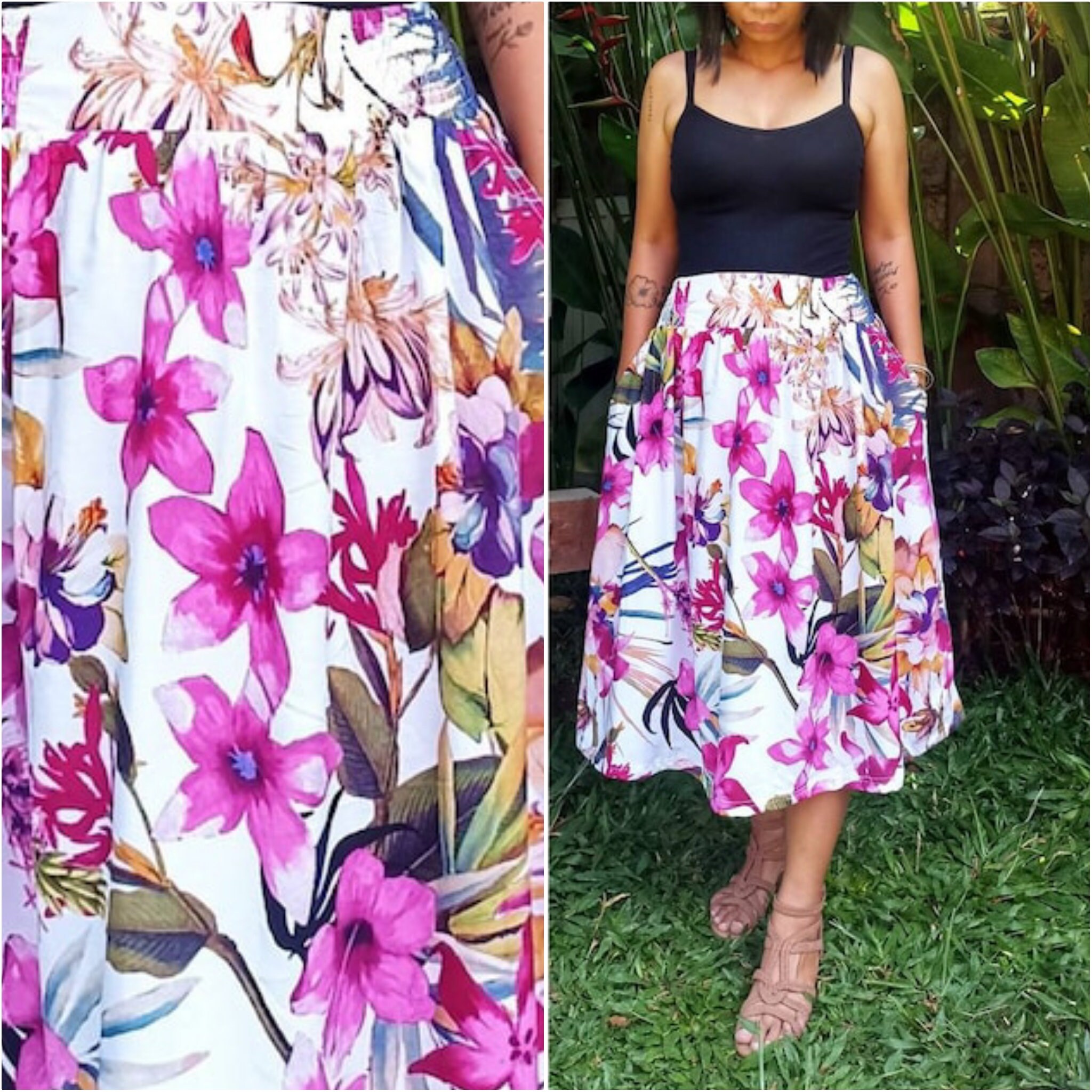 Orchid Bloom Top & Skirt Set With Jacket