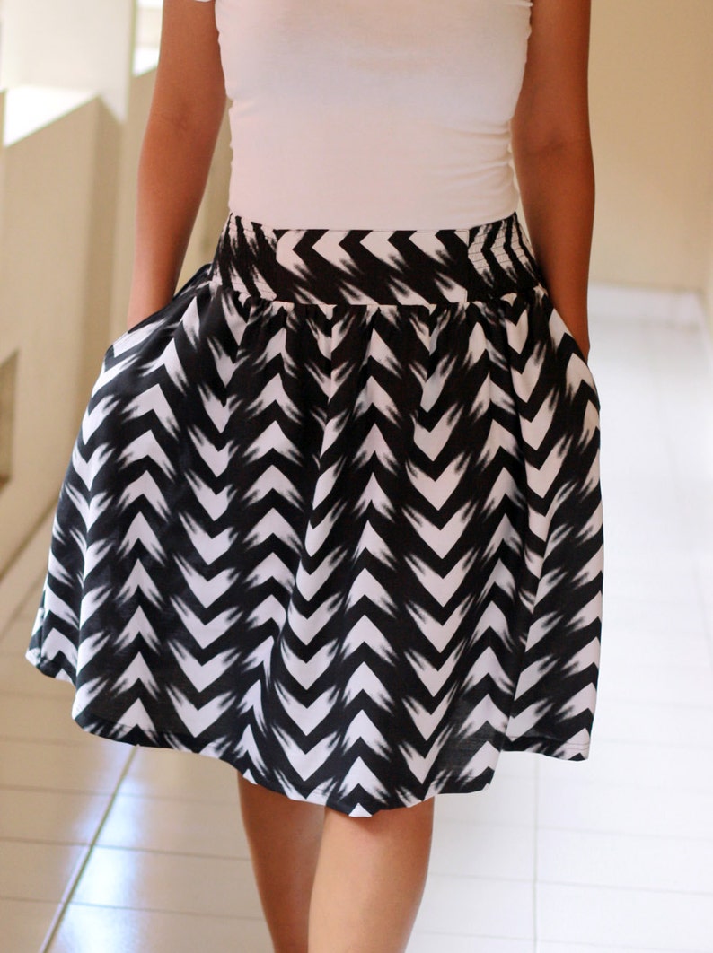 Chevron Midi Skirt Pockets Casual Skirt Wavy Skirt Plus - Etsy