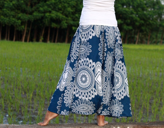 Pantaloni palazzo boho hippie, pantaloni harem in rayon a gamba larga - Italia