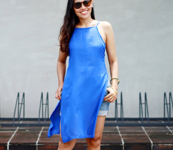 Long Tank Top Dress Apron Dress Halter Top Dress Singlet Dress