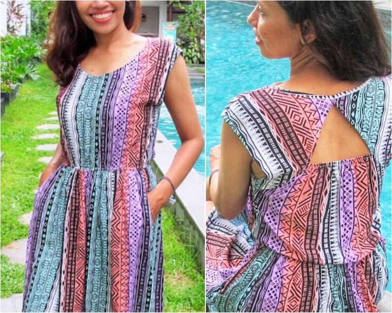 Frock Dress Mini Dress Pockets Triangle Dress Open Back Etsy