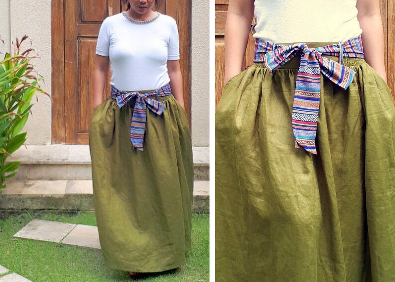 chartreuse maxi skirt