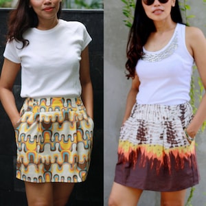 Mini skirt with pockets, active skirt, ombre skirt, a-line short skirt, 60s skirt, 80s skirt, disco skirt, sun skirt, high waist mini skirt