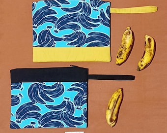 Banana Print Bag: Batik Pouch, Large Purse for Makeup and Travel