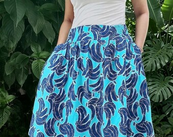 Blauer Bananen Rock: Batik Rock, Sommermode