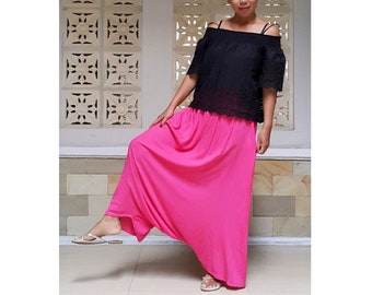 Sarouel rose, pantalon confortable, pantalon sinueux, pantalon en rayonne, jambe large, pantalon d'extérieur, pantalon, pantalon habillé, pantalon gitane, pantalon cloche, pantalon évasé