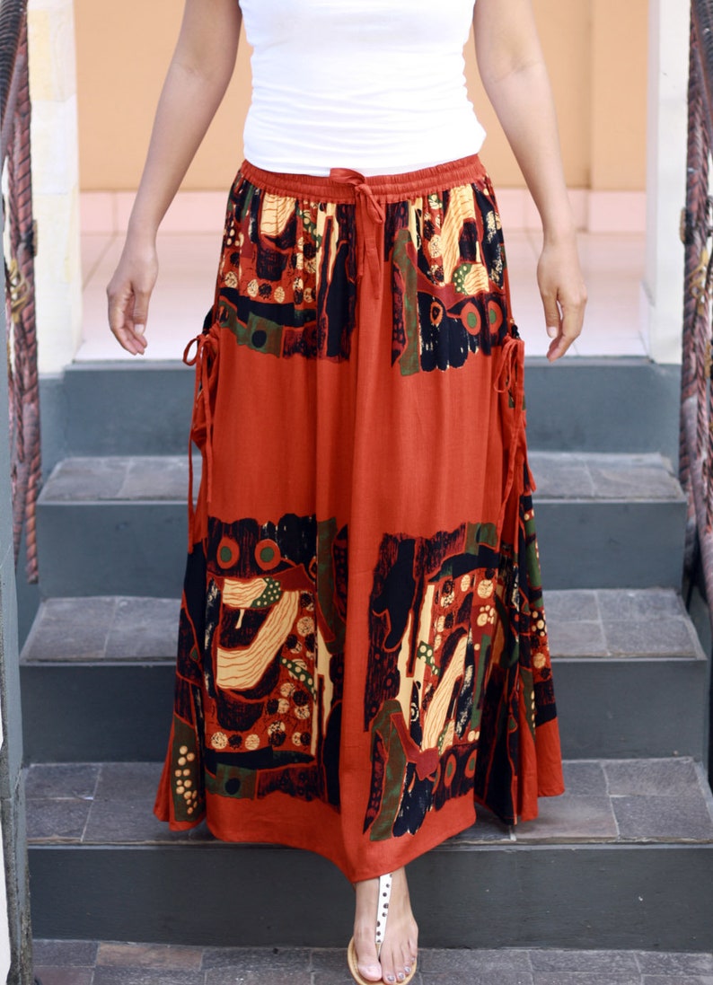 Burnt Orange Skirt Abstract Painting Skirt Terracotta Skirt Etsy