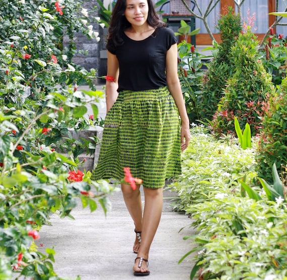 Lime Green Skirt Stamped Batik Skirt Hand Print Fabric Artisan Fabric Skirt Fresh Skirt Modern Skirt Ethnic Skirt Traditional Skirt Etsy