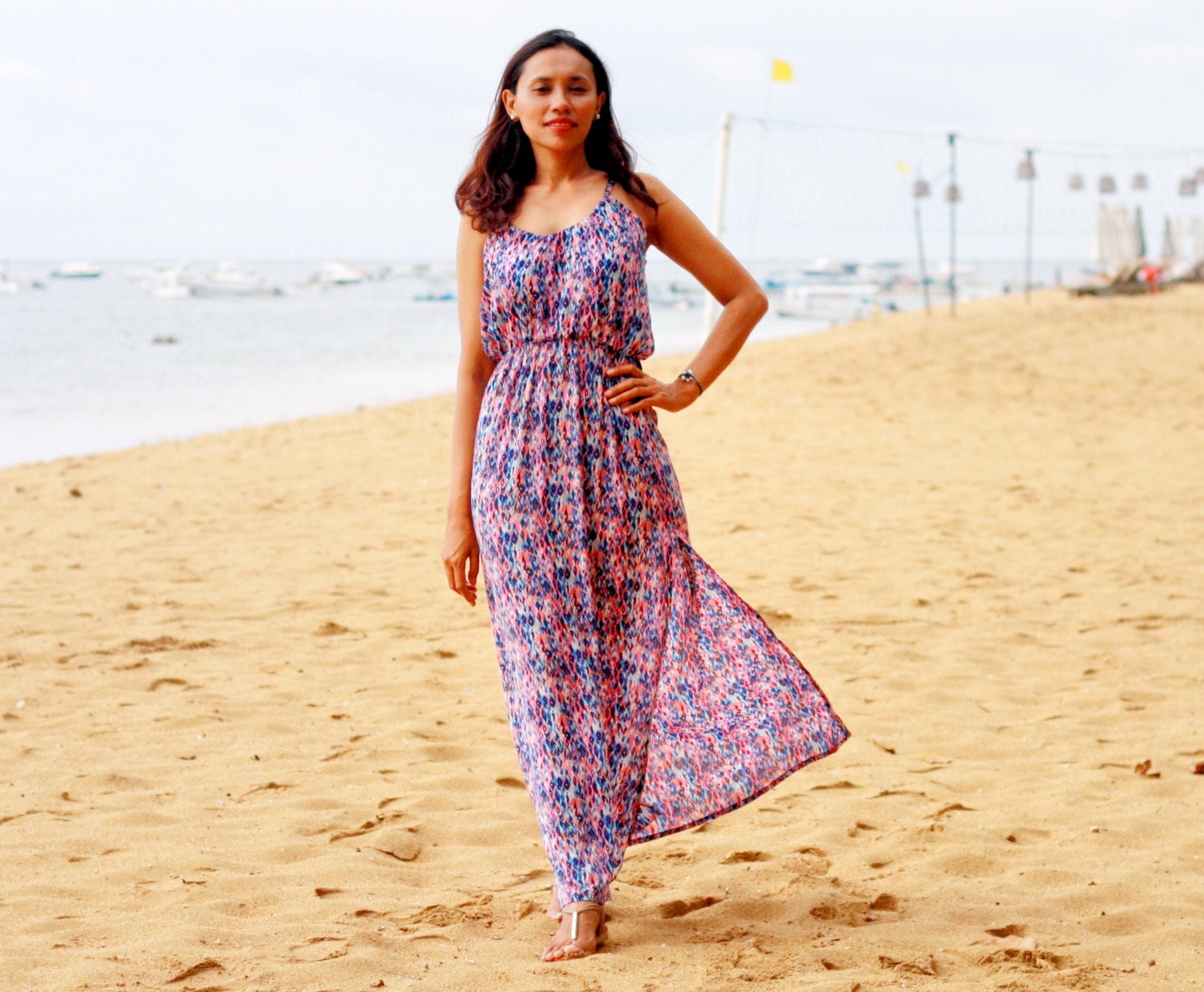 Airy Dress Spaghetti Strap Maxi Long 