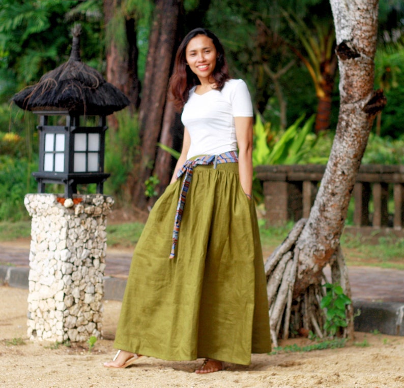 chartreuse maxi skirt