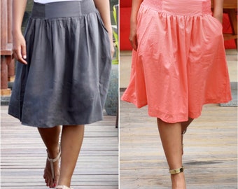 Midi skirt with pockets, custom skirts for woman, pleat maxi skirt, plus size midi skirt, big skirt, dark skirt, wide skirt, travel skirt