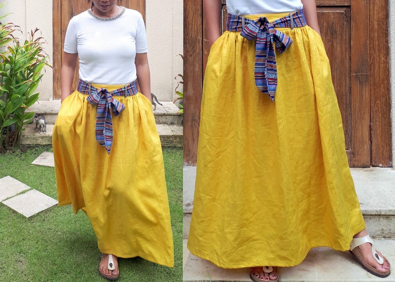 chartreuse maxi skirt