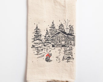 Fox at the Cabin Tea Towel