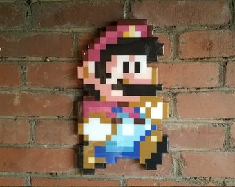 Solid Wood 16 Bit Pixel Game Wall Art SNES Nintendo Super Mario World ...