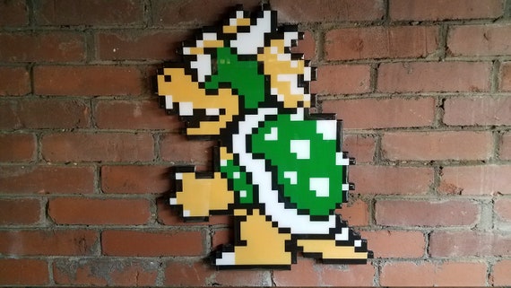 Wooden 8 Bit Game Art Nes Nintendo Bowser King Koopa Super Etsy