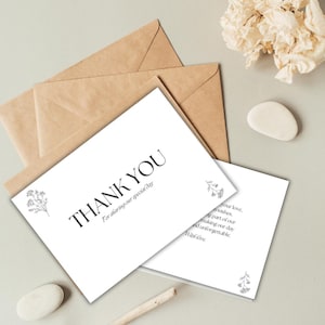 Cartes de remerciement personnalisées, cartes de remerciement, cartes de remerciement pliées, carte postale de remerciement, cartes modifiables, téléchargement immédiat