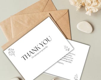 Tarjetas de agradecimiento personalizadas para bodas, tarjetas de agradecimiento, tarjetas de agradecimiento plegables, tarjetas de agradecimiento tipo postal, tarjetas editables, descarga instantánea.