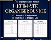 Ultimate Planner Bundle Printable A4 PDF | Daily Weekly & Meal Planner Set | Productivity Organiser Kit | Instant Download