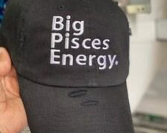 Gorra Zodiac Hat, estilo vintage desgastado, gorra de béisbol unisex bordada con el signo zodiacal Piscis, astrología.