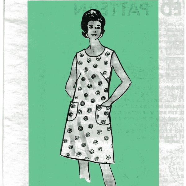 Sewing Pattern, Vintage 1970s Plus Size Mail Order Shift Dress Pattern, Women's Size 44, Bust 48"(122cm), Free US Shipping