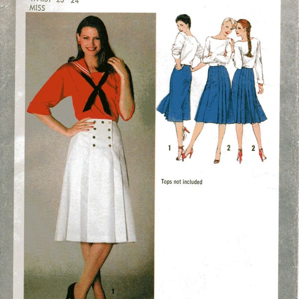 Sewing Pattern, Pleated Skirt 1970s Pattern, Sizes 6 & 8, Waist 23"(58cm) - 24"(61 cm), Simplicity 9270, Free US Shipping
