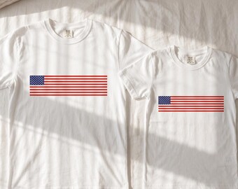Modern American Flag T-Shirt | Subtle USA Patriotic Tee, Unisex Fit