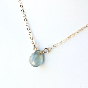 Moss Aquamarine Pendant Necklace Gold Filled/Sterling Silver wire wrapped natural gemstone dainty drop choker March birthstone gift 6016