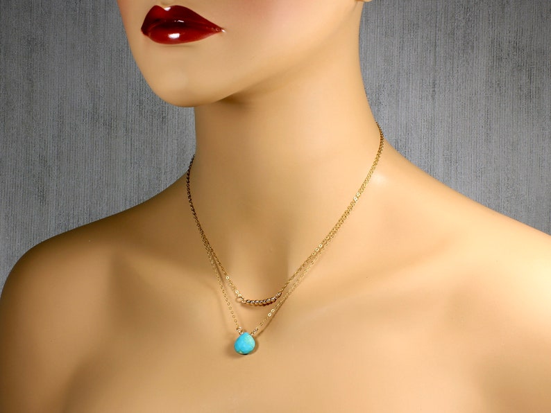 Gold Filled Beaded Bar Necklace wire wrapped minimalist everyday simple dainty layering bar pendant choker holiday gift for women 5451