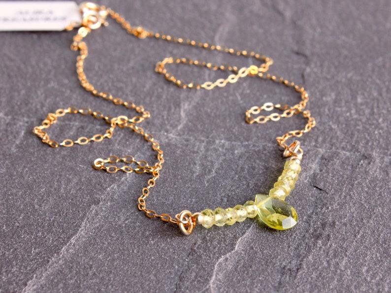 Peridot Bar Gold Filled Necklace Wire Wrapped Lime Green - Etsy
