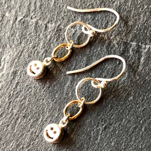 Mixed Metal Charm Drop Earrings Sterling Silver Gold Filled two tone modern dangle drops handmade artisan holiday gift for women 7298