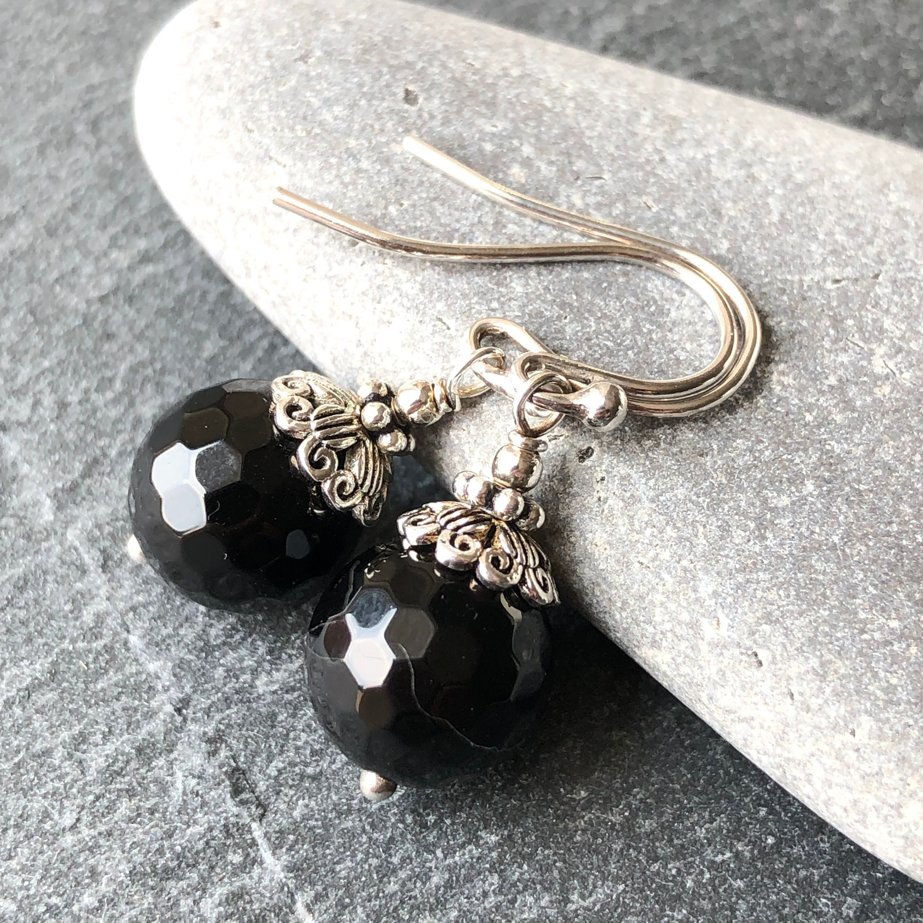 YFN Orecchini Goccia In Argento Sterling 925 Con Tormalina Nera - Gioiello Ipoallergenico, Regalo Donna