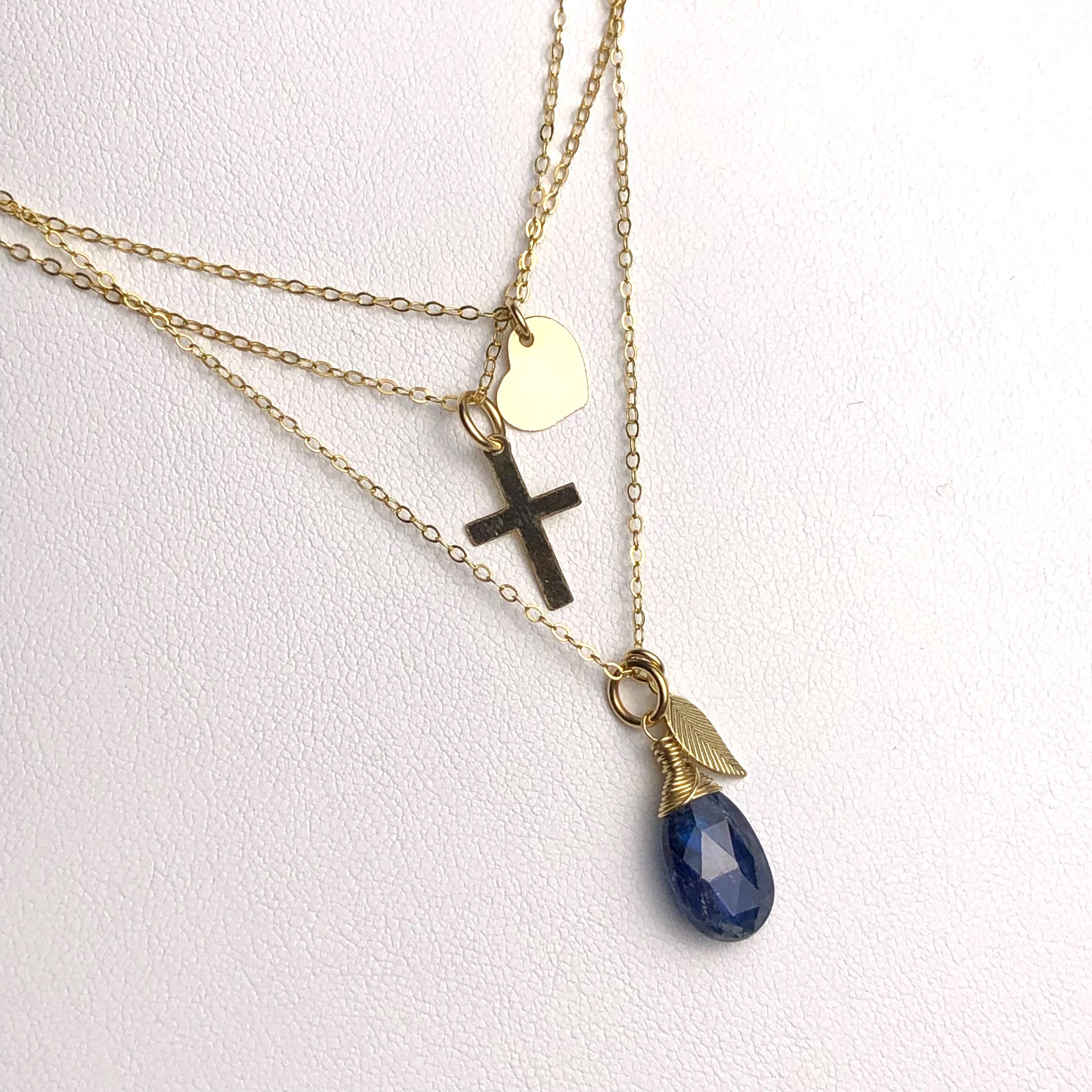 アクセサリー 118.Kyanite Blue Kyanite Necklace Gold Filled Wire Wrapped Natural
