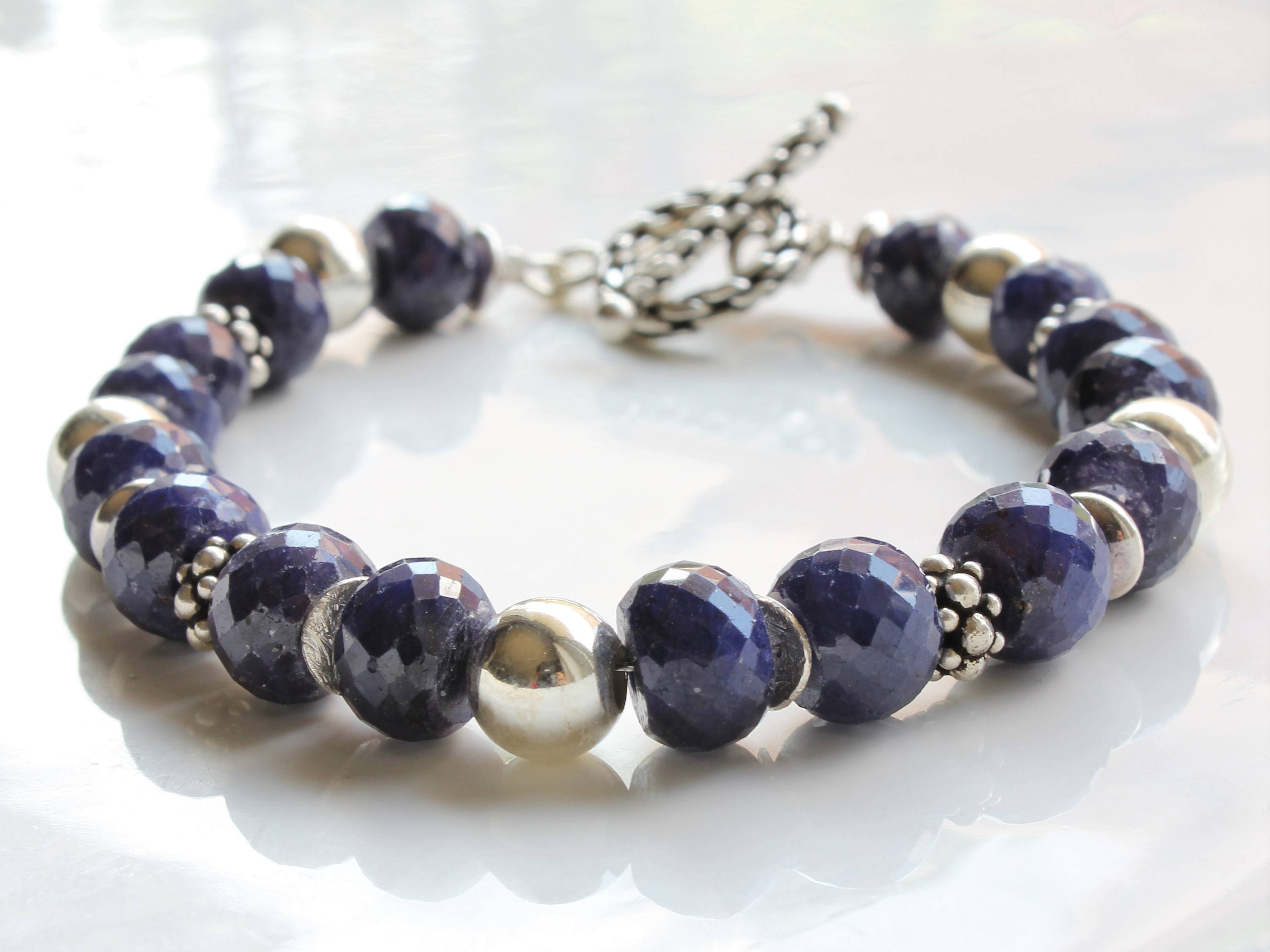 Multi Color Sapphire bracelet,Sapphire bracelet,Sapphire jewelry,Genuine sapphire bracelet,Natural sapphire bracelet,sterling silver sapphire bracelet,September birthday bracelet, 6.5,7,7.5,8,8.5
