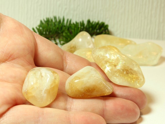 Citrine Tumbled Stone S M L Crystals Natural Yellow Gemstone Etsy