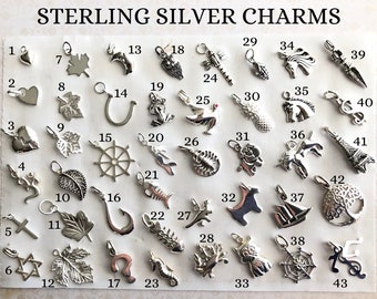 Add-On Sterling Silber Charms, fügen Sie einen Charm zu Halskette oder Armband personalisierte Liebe Glück Glück Talisman Geschenk für sie ihn Freund