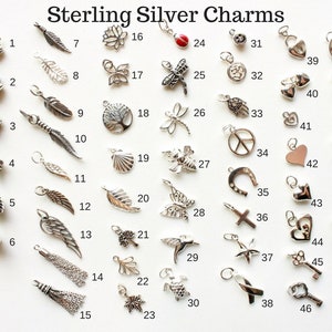 Add-On Sterling Silver Charms, Add a Charm to Necklace or Bracelet personalized love good luck fortune talismans hand-stamped initials