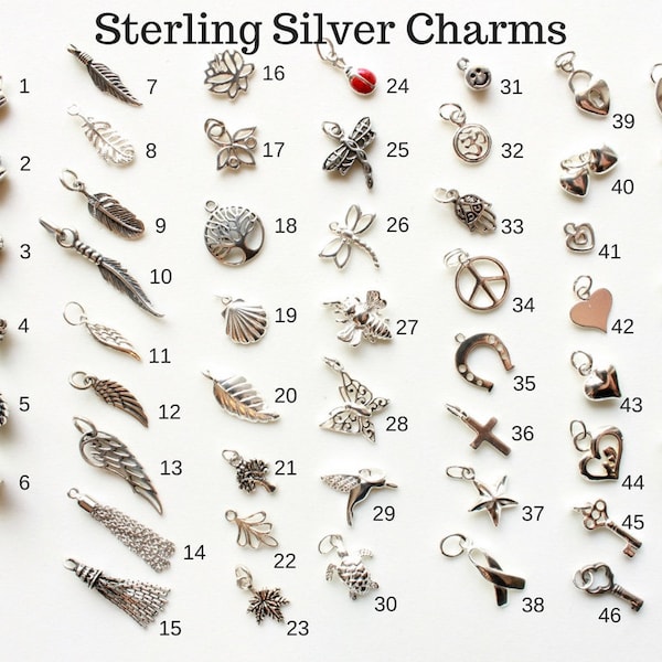 Breloques supplémentaires en argent sterling, ajoutez une breloque à un collier ou un bracelet personnalisé amour porte-bonheur talismans de la fortune initiales estampées à la main