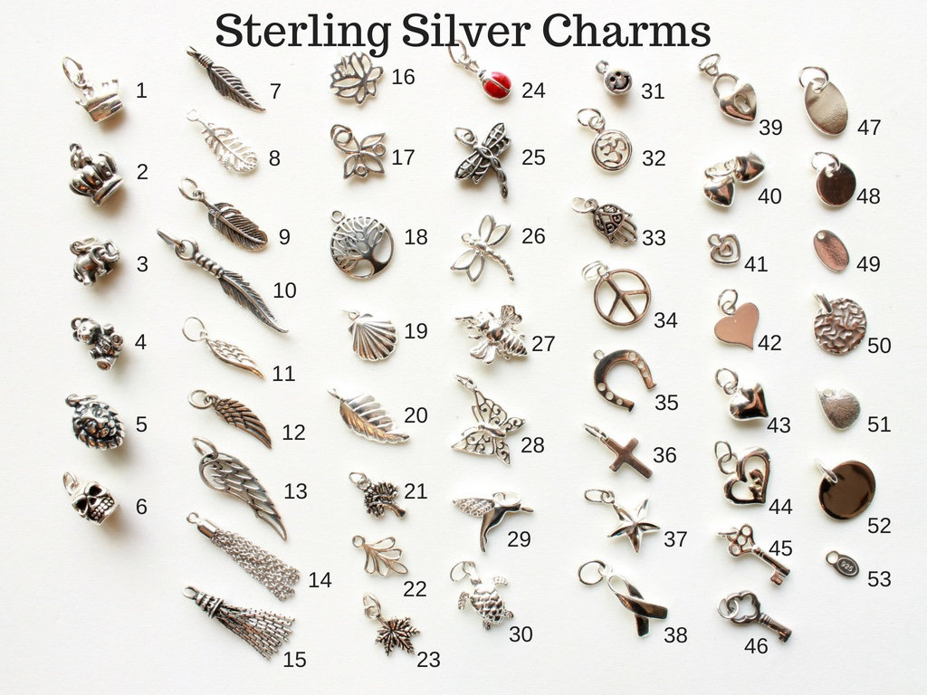 Add-On Sterling Silver Charms, Add a Charm to Necklace or Bracelet pe…
