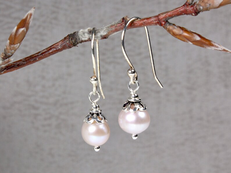 Pink Pearl Earrings Sterling Silver Natural Gemstones Classic - Etsy