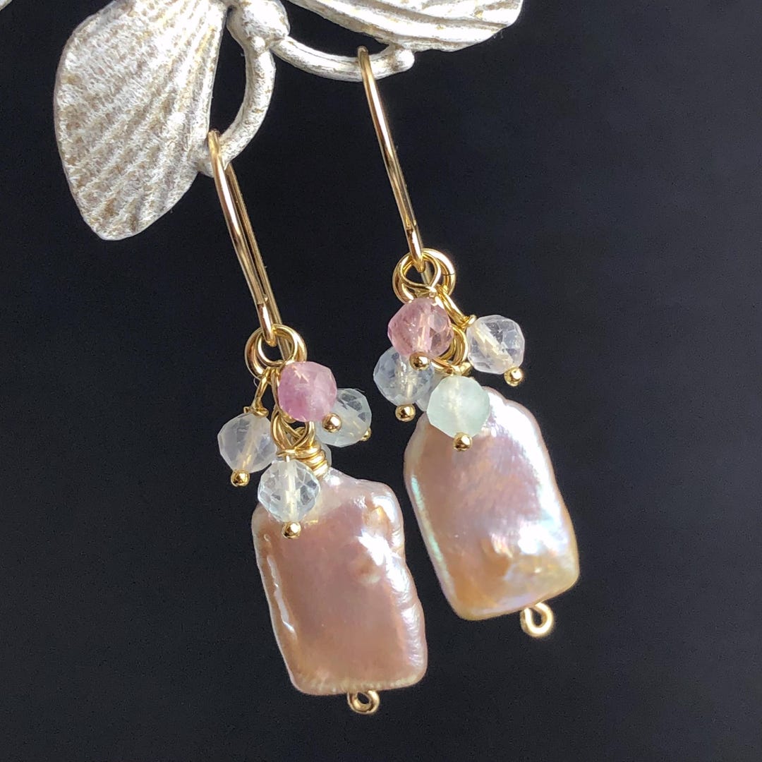 Pure By Nat Florence Post Earring W. Gemstones - Pink Smoky main image 1