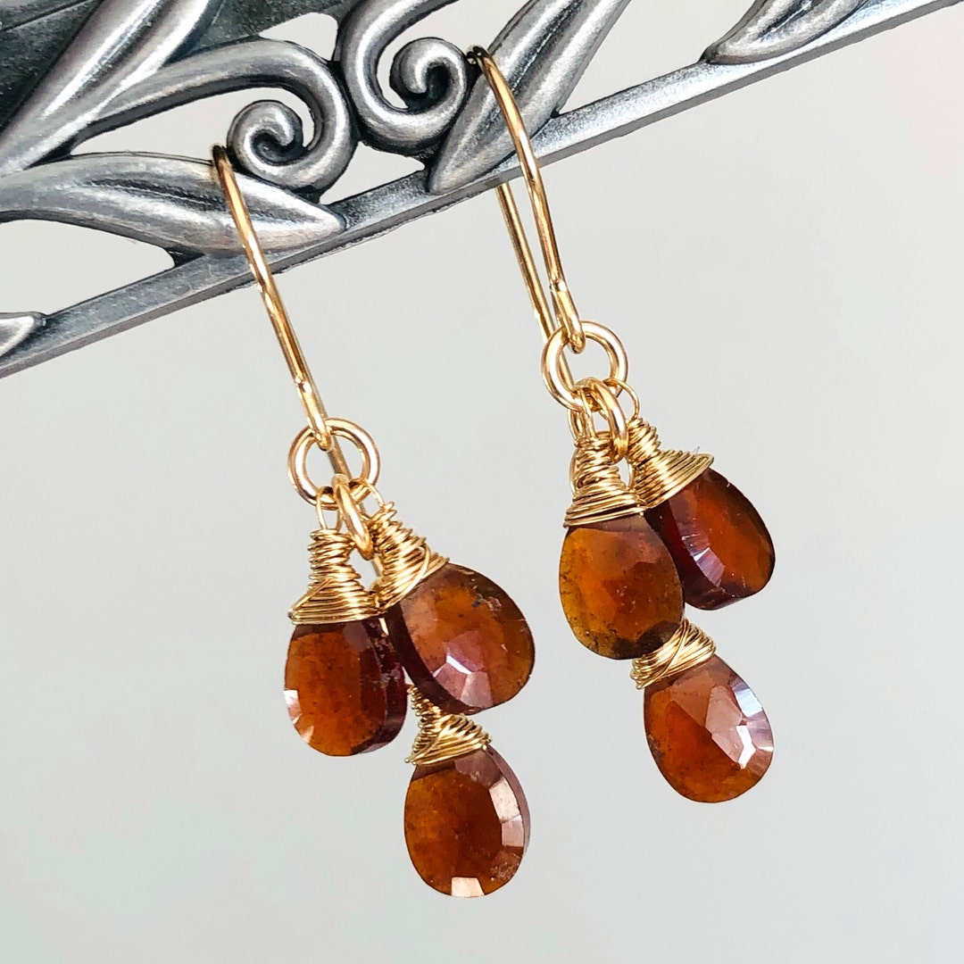 •EQUA-LUNA• hessonite garnet + carnelian silver earrings
