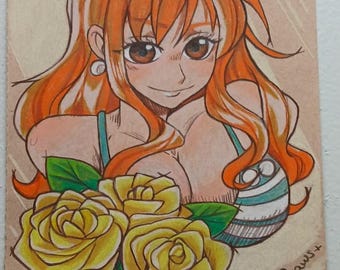 Fan Art inspiré de Nami - Illustration d'anime faite main