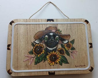 Planche lumineuse Cottagecore Goat in a Sunhat