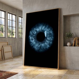 Close-Up Blue Eye Canvas Wall Art, Nordic Iris Detail, Modern Abstract Home Decoration