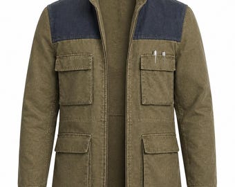 頑丈な探検家向けユーティリティジャケット、男性用アドベンチャー風カーゴジャケット＆パンツセット、SF旅行者コスチューム
