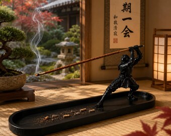 Quemador de incienso japonés – Atrapacenizas japonés, decoración del hogar, accesorio para sala de yoga, decoración de oficina, ambiente sereno